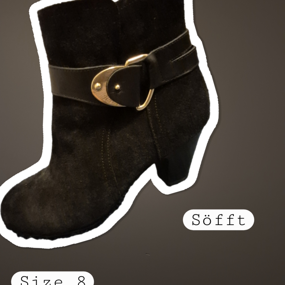 Söfft Black Ankle Booties with Gold Buckle